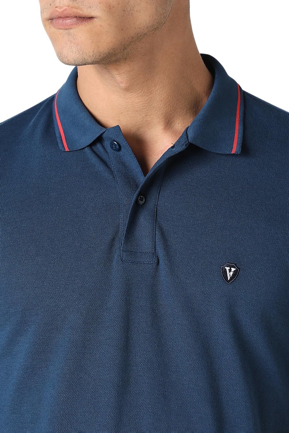 Van Heusen Men’s Cotton Regular Fit Polo T-Shirt (VSKP517S011419_Nautical XL)