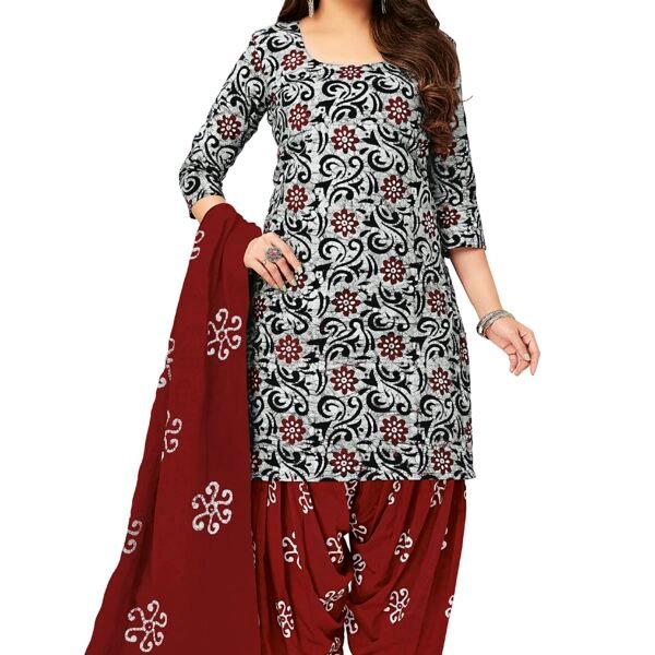 Miraan Cotton Printed Readymade Salwar Suit For Women (MIRAANSANBAT503XL_Grey_X-Large)
