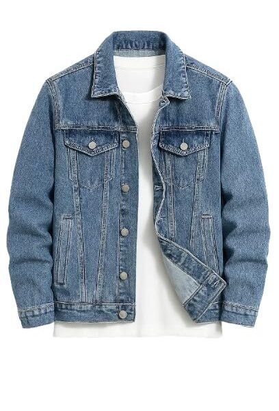 GRECIILOOKS Unisex Denim Jacket For Men & Women Stylish | Cotton Blend Casual Jean Jacket | Lightweight Button Down Streetwear Outerwear Travel Winterwear (Gl-Djt-Ms6329-M-Blue)