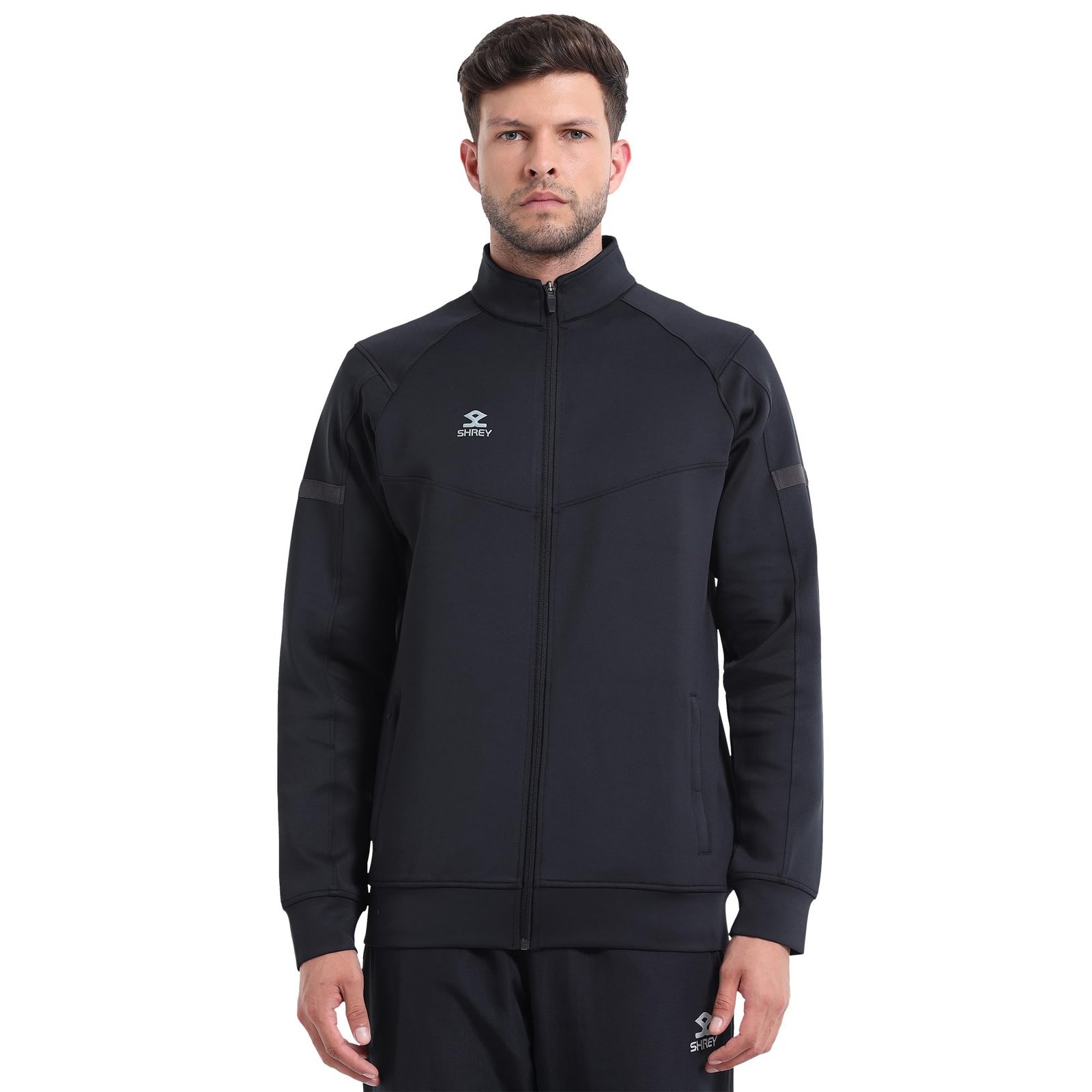 SHREY Sereno Full Zipper Men's Jacket (IN, Alpha, M, Regular, Black)