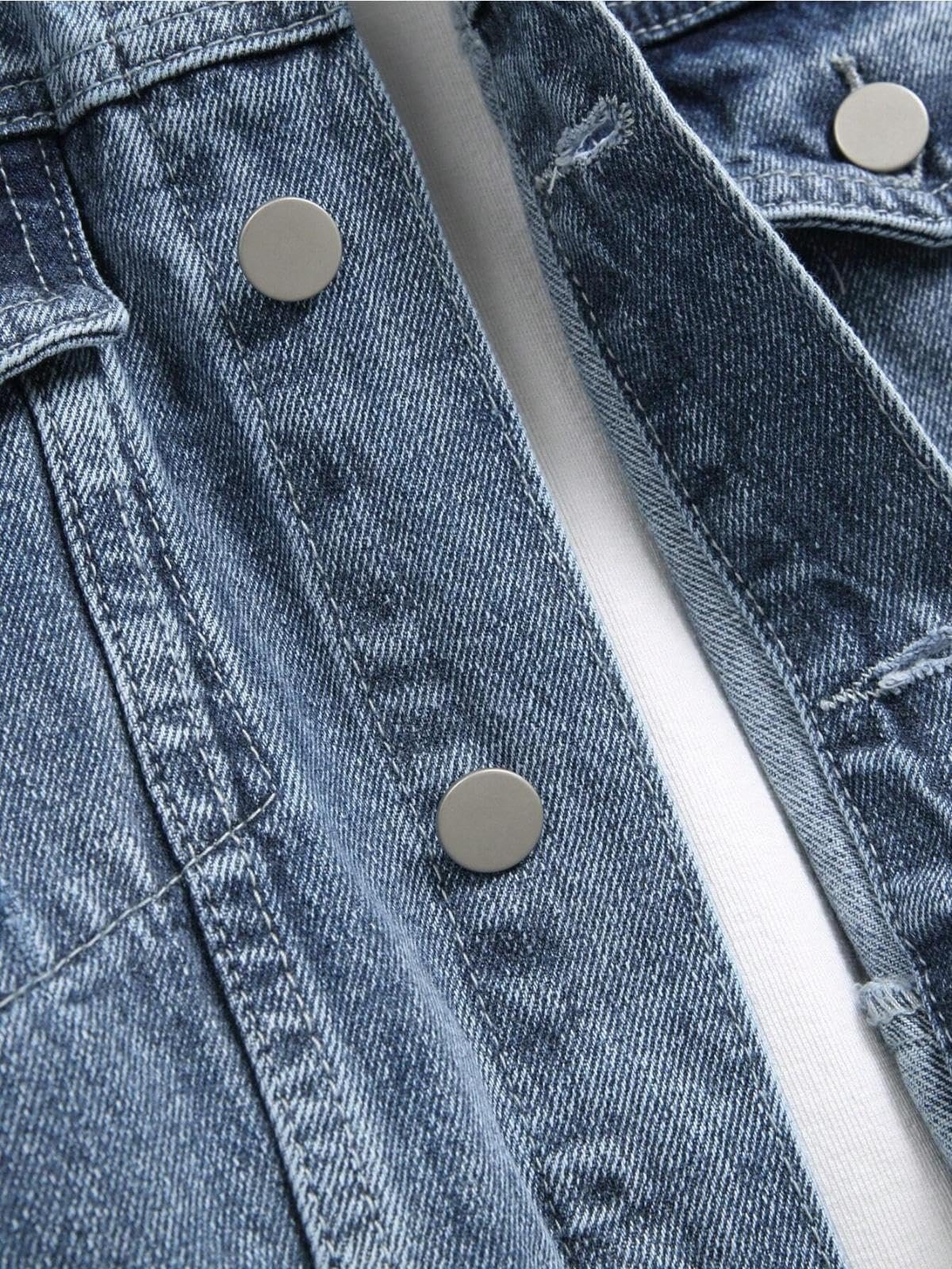 GRECIILOOKS Unisex Denim Jacket For Men & Women Stylish | Cotton Blend Casual Jean Jacket | Lightweight Button Down Streetwear Outerwear Travel Winterwear (Gl-Djt-Ms6329-M-Blue)