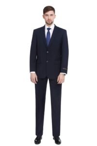 P&L Men's 2 Piece Classic Fit Suit 2 Button Blazer Jacket & Pleated Pants, Regular, Big & Tall for Business Wedding Prom, Navy, 38