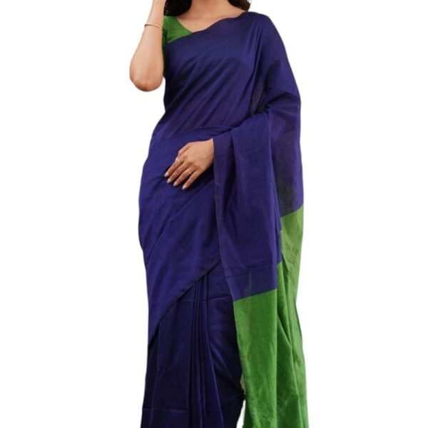 Women's Original handmade Type Slub Weaving linen cotton kanchipuram Kanjivaram Base Saree With Blouse Piece for Wedding (color-1.6)