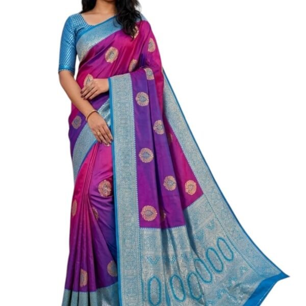 Women's Pure Soft Minakari Kanjivaram Zari Silk Saree With Blouse Piece (color-1.3)