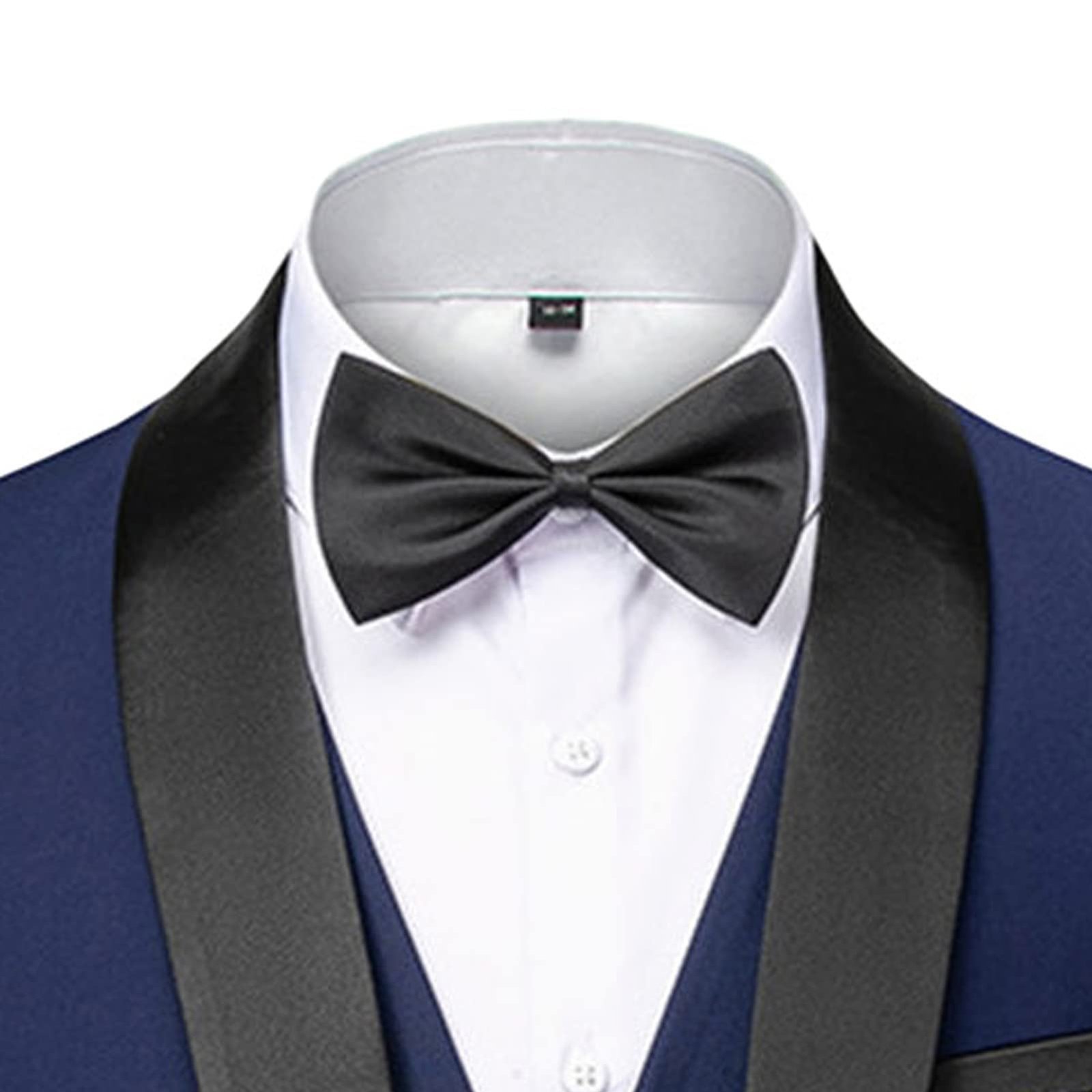 Men’s Slim Fit 3 Piece Suit Single Breasted Jacket Blazer Vest Pants Set Wedding Prom Shawl Lapel Tuxedo Suits (Dark Blue,Medium)