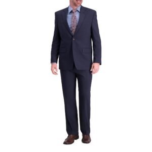 Haggar Men's Performance Stretch Stria 2-Button Suit Separate Coat, Dark Navy, 46 Regular