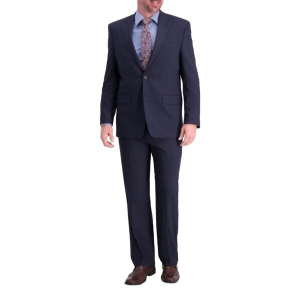 Haggar Men's Performance Stretch Stria 2-Button Suit Separate Coat, Dark Navy, 46 Regular