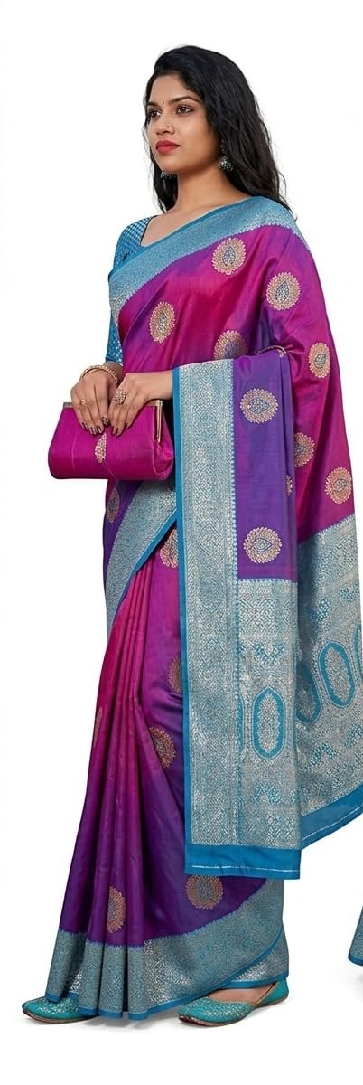 Women’s Pure Soft Minakari Kanjivaram Zari Silk Saree With Blouse Piece (color-1.3)