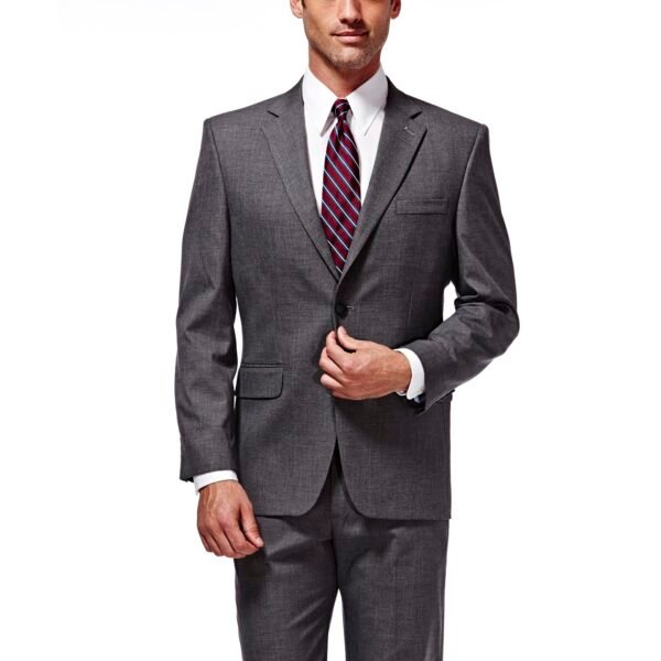Haggar Men's J.m Premium Performance Stretch Stria 2-Button Suit Separate Coat, Dark Heather Grey, 42R
