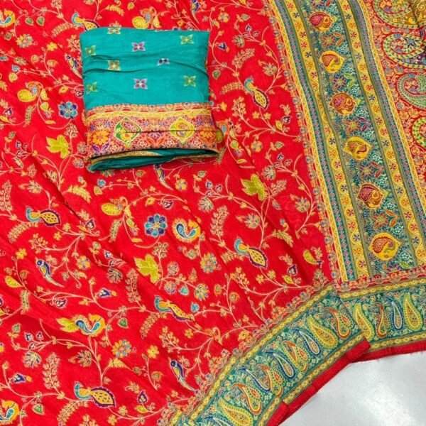 Women's Original Pashmina Rajwadi Dola kanchipuram Kanjivaram Zari Banarasi Silk Desinger Saree With Blouse Piece (Color-1.3)