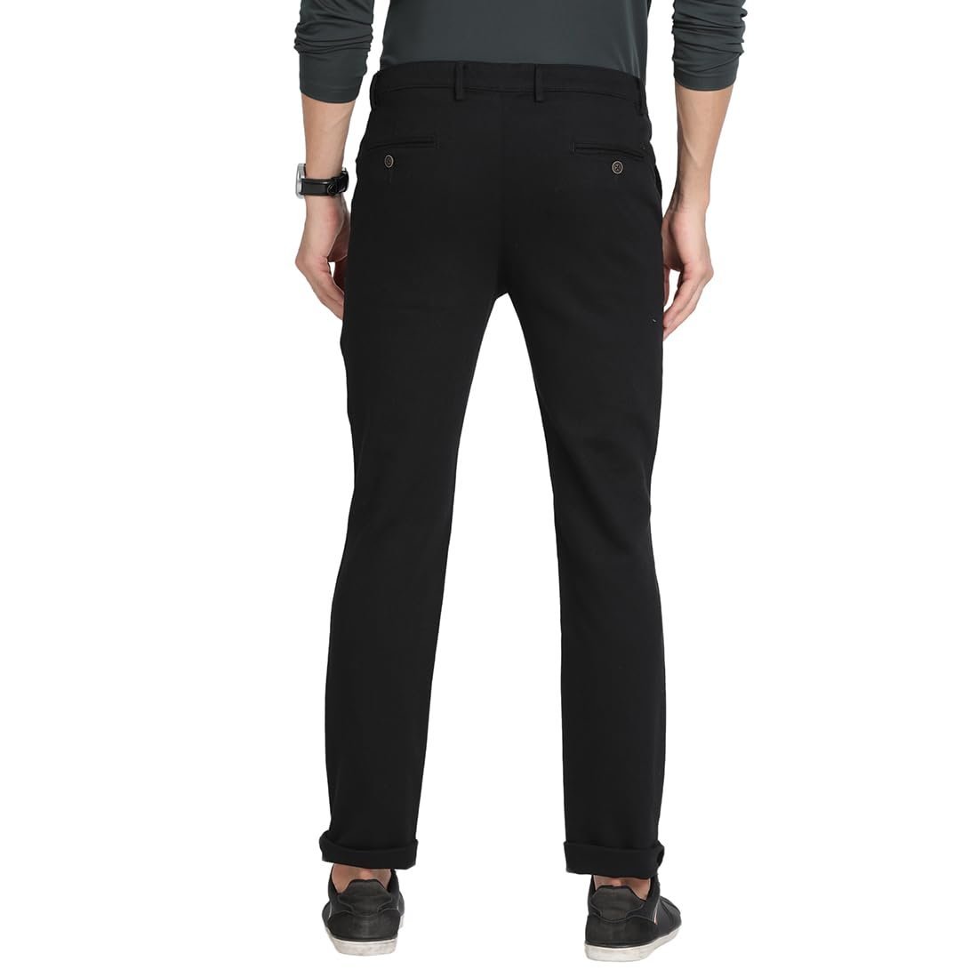 Men Cotton Stretch Ultra Slim Fit Black Dobby Flat Front Casual Trouser || Pant || Men’s Trouser