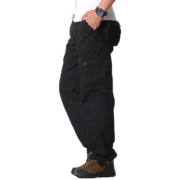 CHROES® Men's Cotton Loose Fit Casual Work Pants Tactical Cargo Pants with 6 Pockets |Black |32