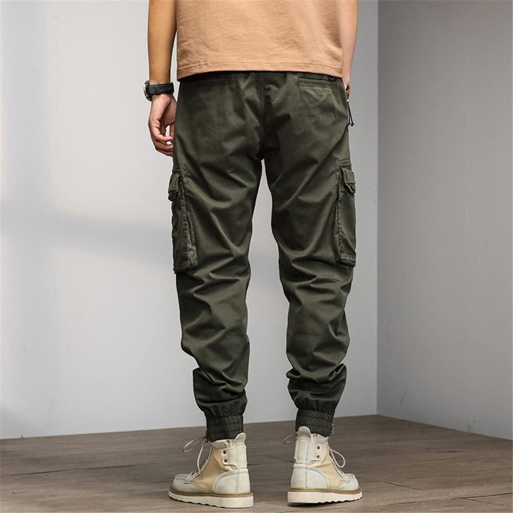 ® Men's Cargo Pants Drawstring Waist with Multiple Pockets Sports Outdoor Hiking Comfortable Casual Trousers Army Green - Image 5