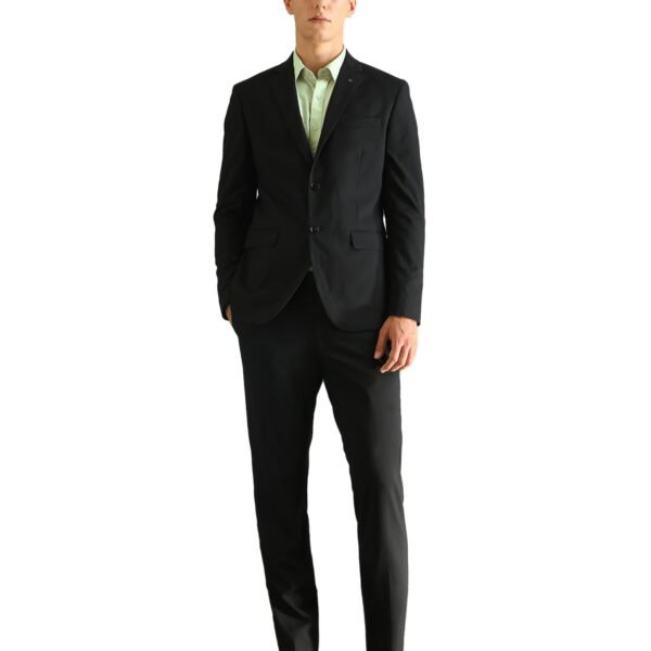 Tailored Fit 2 piece Suit for Men - Single Breasted Blazer with Trouser, Coat Pant for Men - 42, Black