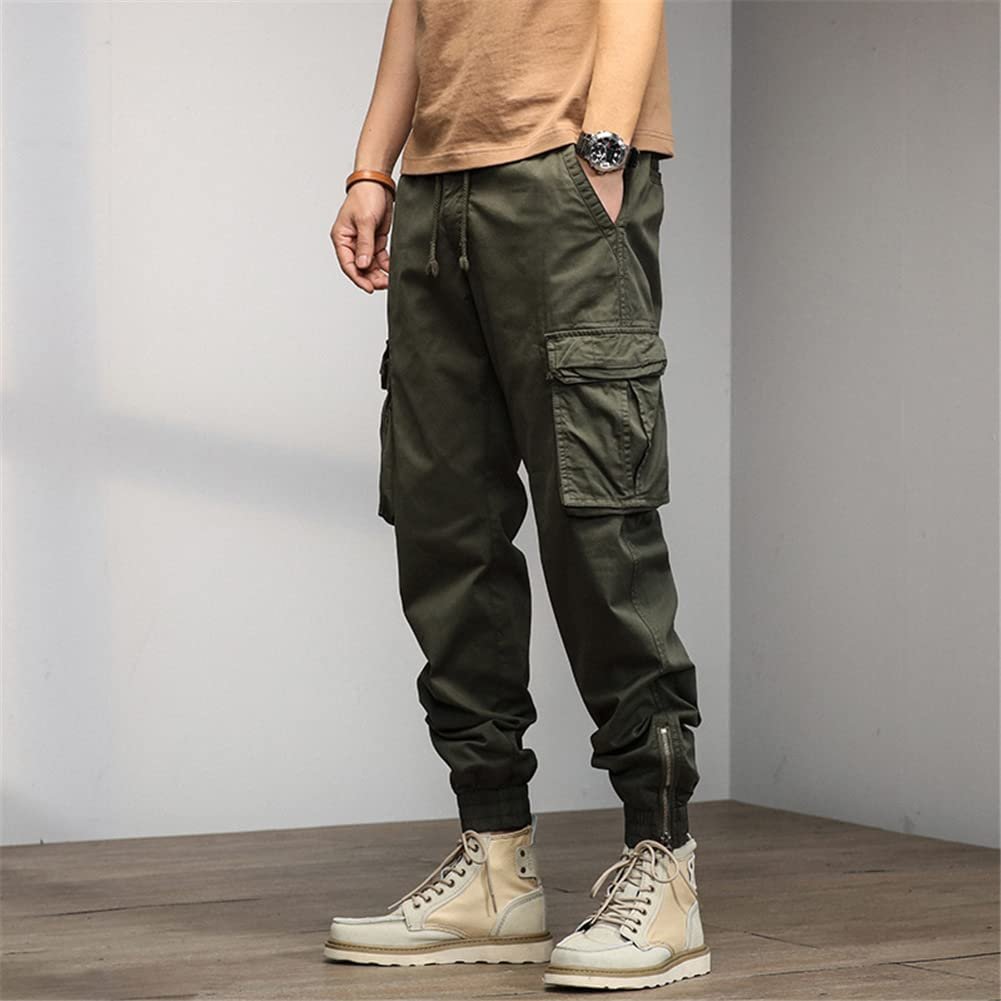 ® Men's Cargo Pants Drawstring Waist with Multiple Pockets Sports Outdoor Hiking Comfortable Casual Trousers Army Green - Image 4