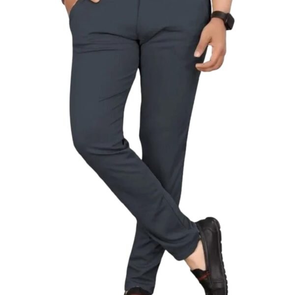 Men's Mid-Rise Solid Trousers | Regular Fit Button Closure Pants | Perfect for Office and Casual Outings (Dark Grey)