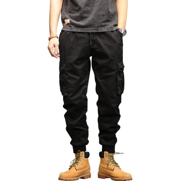 ® Men's Cargo Pants Drawstring Waist with Multiple Pockets Sports Outdoor Hiking Comfortable Casual Trousers Black