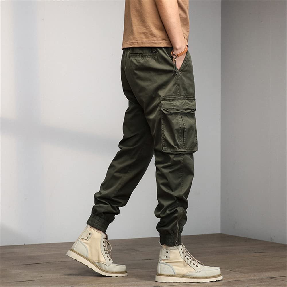 ® Men's Cargo Pants Drawstring Waist with Multiple Pockets Sports Outdoor Hiking Comfortable Casual Trousers Army Green - Image 3