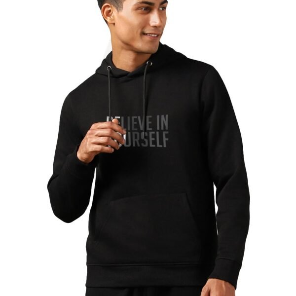 Men's Cotton Blend Hooded Neck Regular Fit Sweatshirt (1M-TWHO-C0218_Black_Small)