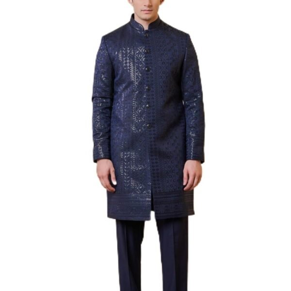 Navy All Over Embroidered Indo Western| Size: L