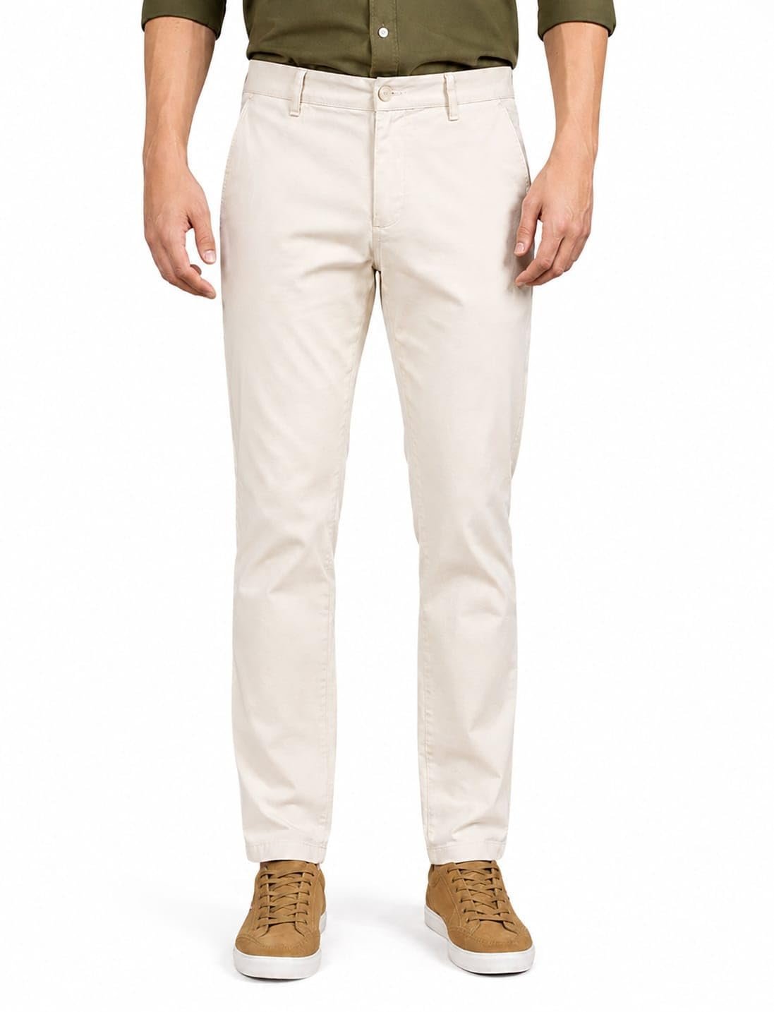 Cotton Casual Pants for Men | Premium Casual Trouser Men's Stylish Regular Fit Pant for Office or Party| Comfortable Bottom Casual Pant Man Pants for Daily Use (in, Numeric, Cream)