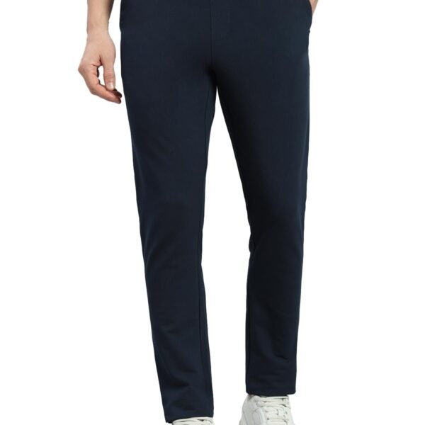 Cotton Stretch Pull-On Pants for Men | Elasticised Waistband, Smart Fit, Solid Pattern, Casual Wear | (Navy)