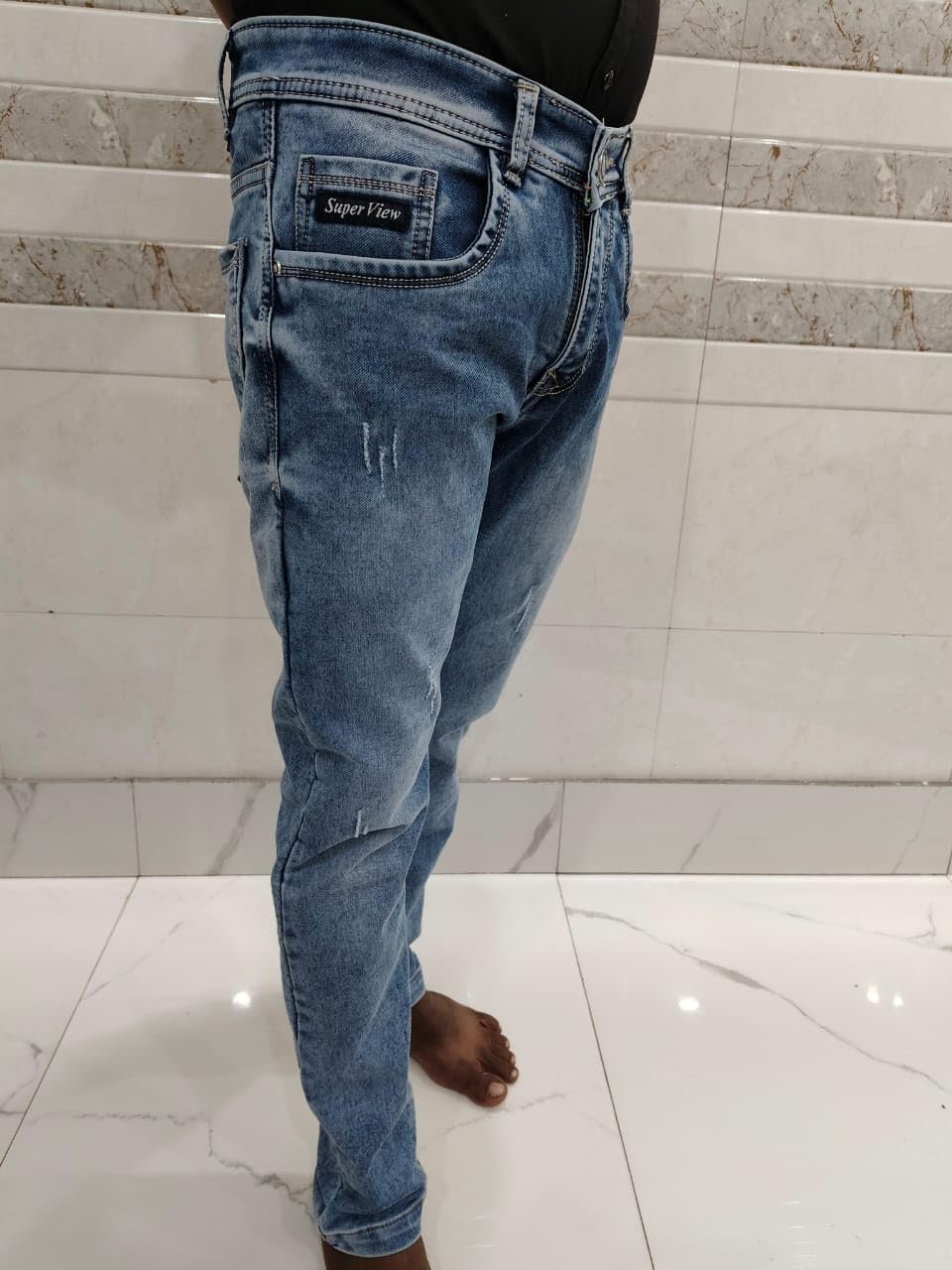 Men Jeans | Slim Fit Men Jeans | Full Length Men Jeans | Light Blue Men Jeans | Stretchable Men Jeans | Men's Jeans Pant - Image 3