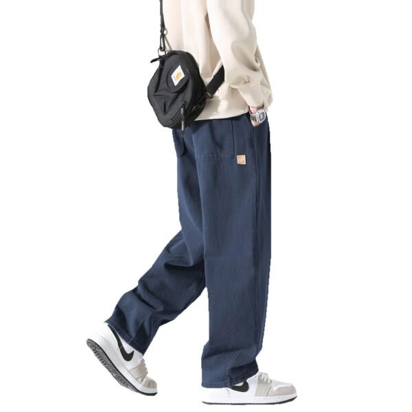 Sarouel Pants for Men Wide Pants Men Pants 3/4 Length Solid Color Adjustable Drawstring Popular Comfortable Loose Breathable Large Size Casual Hakama Pants Comfortable All, No.9:Navy, 3XL
