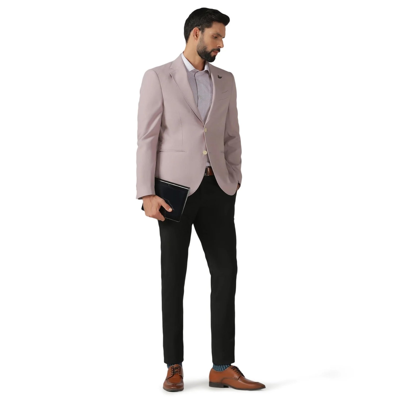 Men’s Slim Fit Solid Pink Single-Breasted Blazer