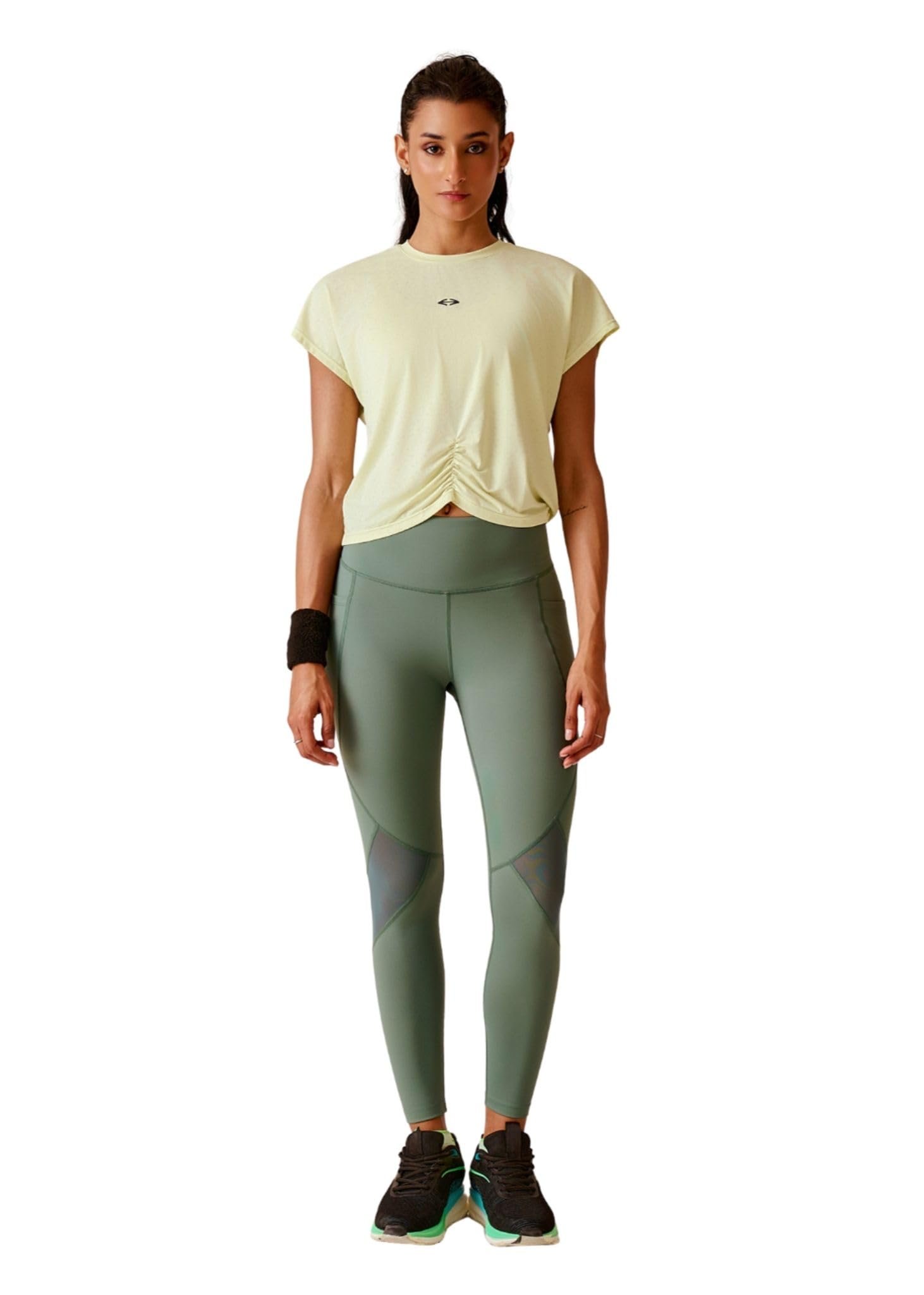 Women’s Regular Fit Activewear Crop T-Shirt | Round Neck Short Sleeve Gym Top | Stretch Workout T-Shirt for Yoga, Running & Training | Crop Length | Solid