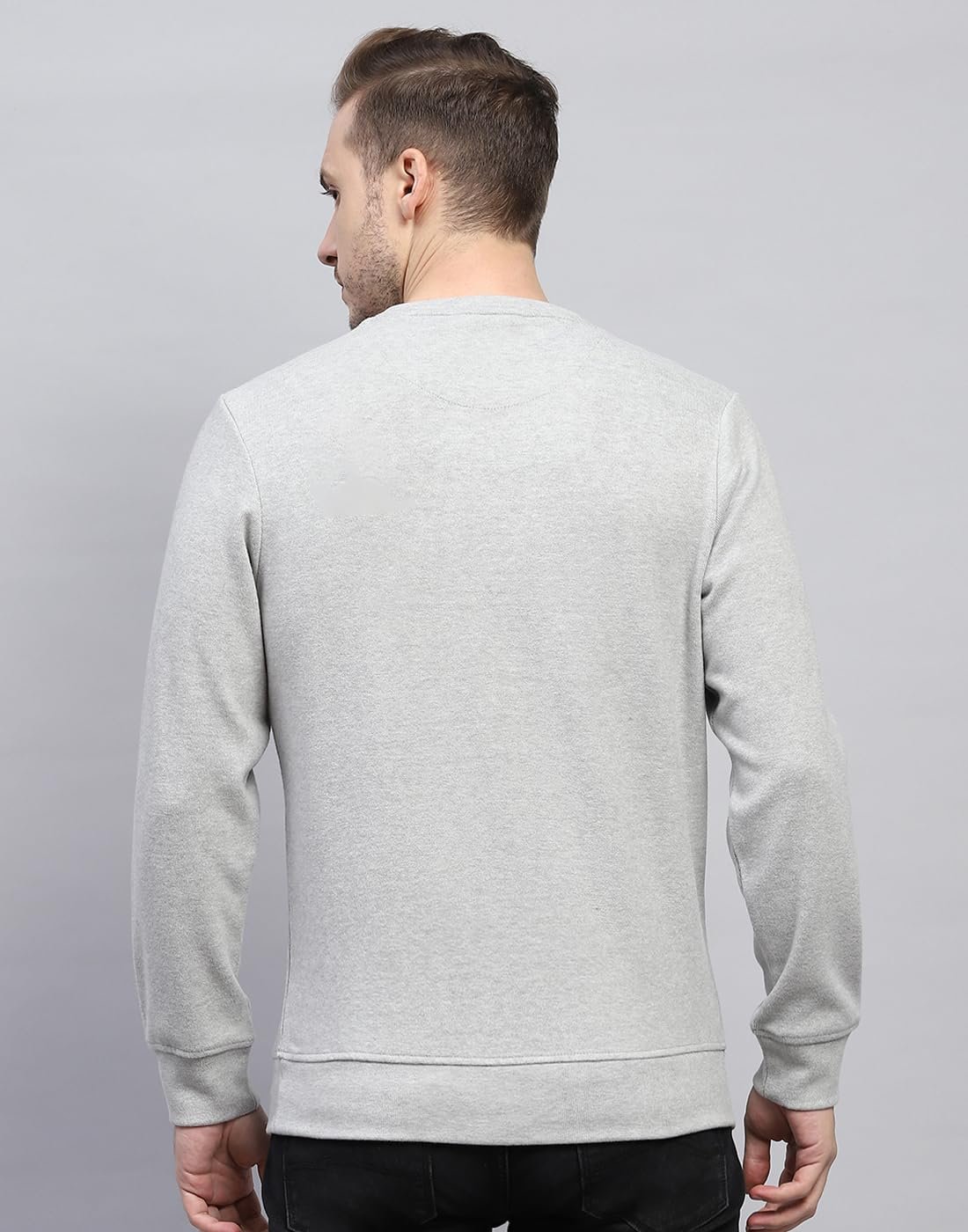 Mens Printed Grey Round Neck Full Sleeve Sweatshirt (224066139-2-42) - Image 4