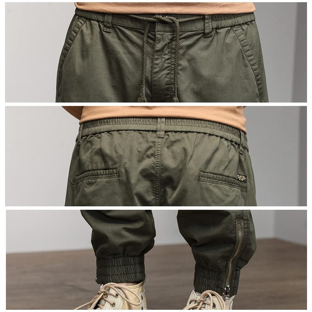 ® Men's Cargo Pants Drawstring Waist with Multiple Pockets Sports Outdoor Hiking Comfortable Casual Trousers Army Green - Image 6