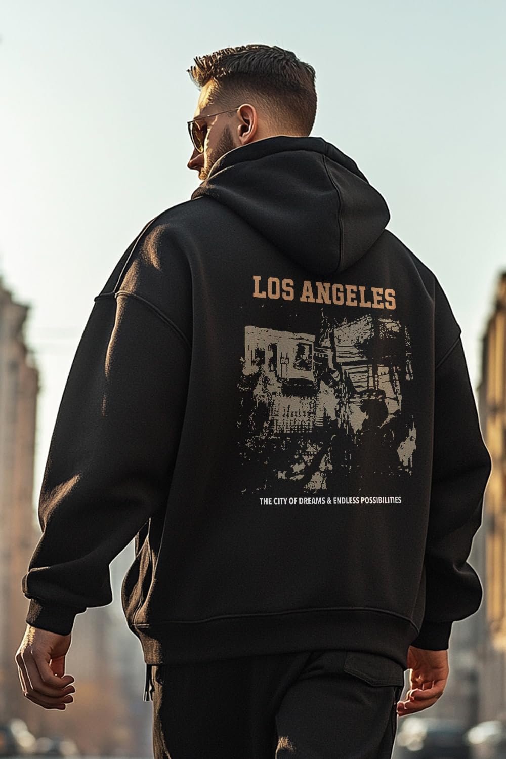 Men’s Cotton Neck Hooded Oversized Fit Sweatshirt (1M-TWRH-C0668_Black 4) (X_Large)