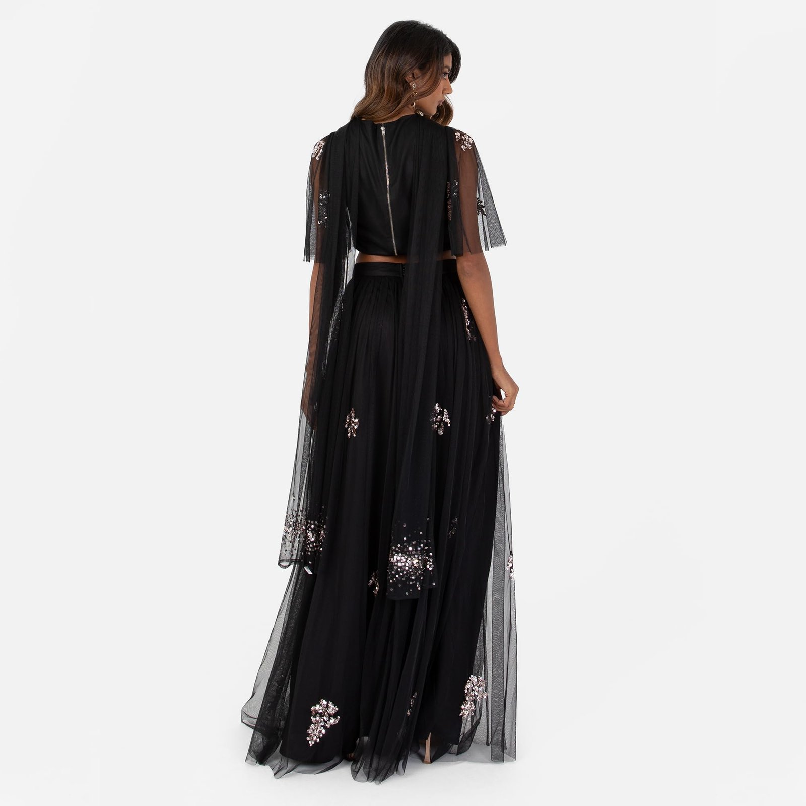Women's Indian Traditional Dress For Women Outfit Lengha Choli Lehenga Saree Skirt And Top Dupatta Coord Set For Wedding Guest Lengha (Pack of 1), Black gold, 12 - Image 7