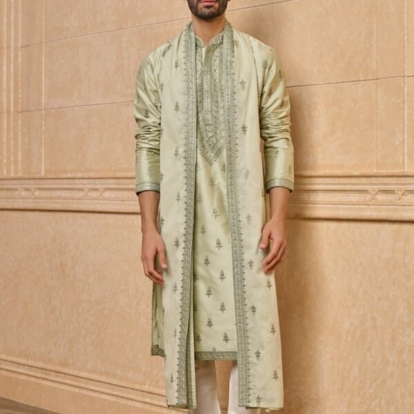 Green All Over Butta Embroidered Kurta set | ETHNIC WEAR | Green | M
