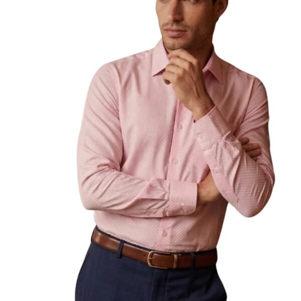 Men Pink Textured Full Sleeves Formal Shirt