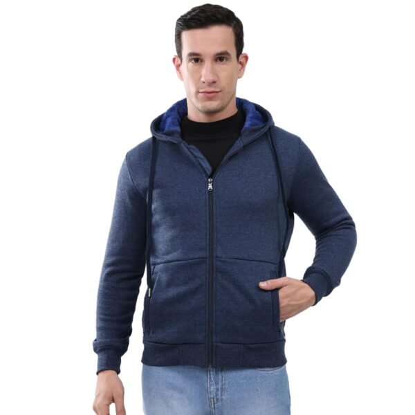 Men's Regular Fit Sweatshirt | Hooded Neck Zip Closure | Solid Full Sleeves | Fashionable Winter Wear| Winter Sweatshirt for Men's Navy Blue M (Pack of 1)