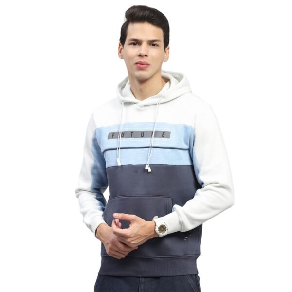 Mens Printed White & Blue Hooded Neck Full Sleeve Sweatshirt (224066316-1-42)