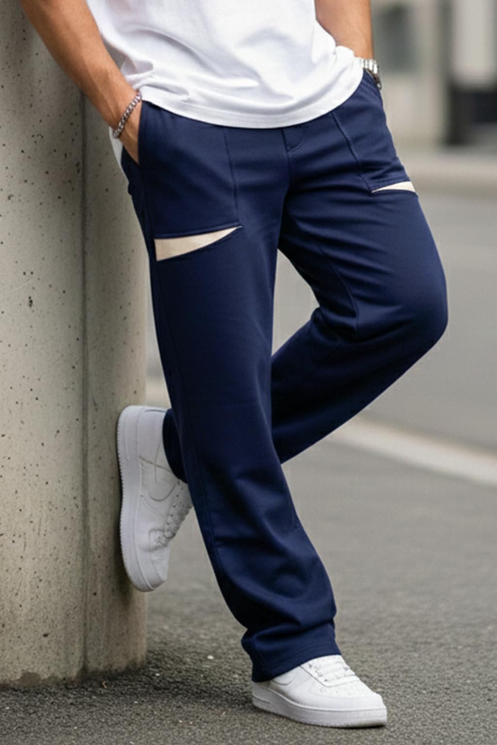 Men's Cotton Terry Solid Oversized Knitted Joggers | Loose Fit Track Pants for Casual Wear, Gym, Running, Travel & Everyday Comfort | Navy (VD_KNJG1_NVY_SW_XXL) - Image 4