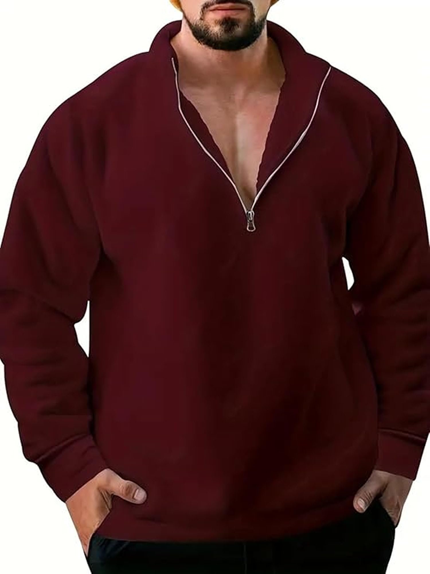 Hoodie|| Sweatshirt for Unisex || Unisex Hoodie and Sweatshirt (H-35-Marron-3XL) Maroon - Image 3
