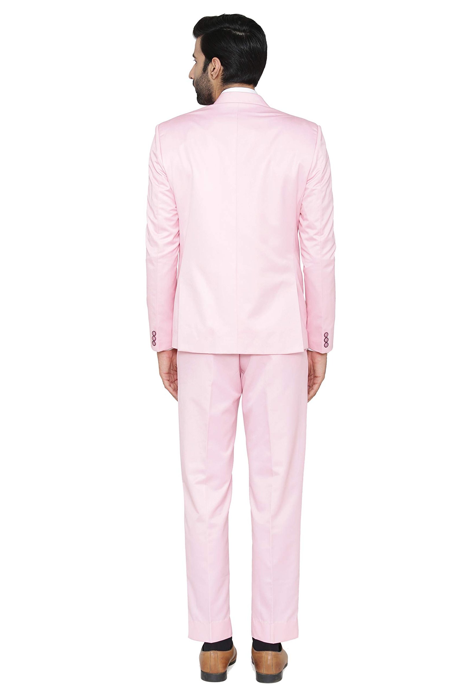 Polyester,Cotton Men's Regular Fit 3-Piece Suit (3Pc1210Color11S40_Light Pink_40) - Image 3