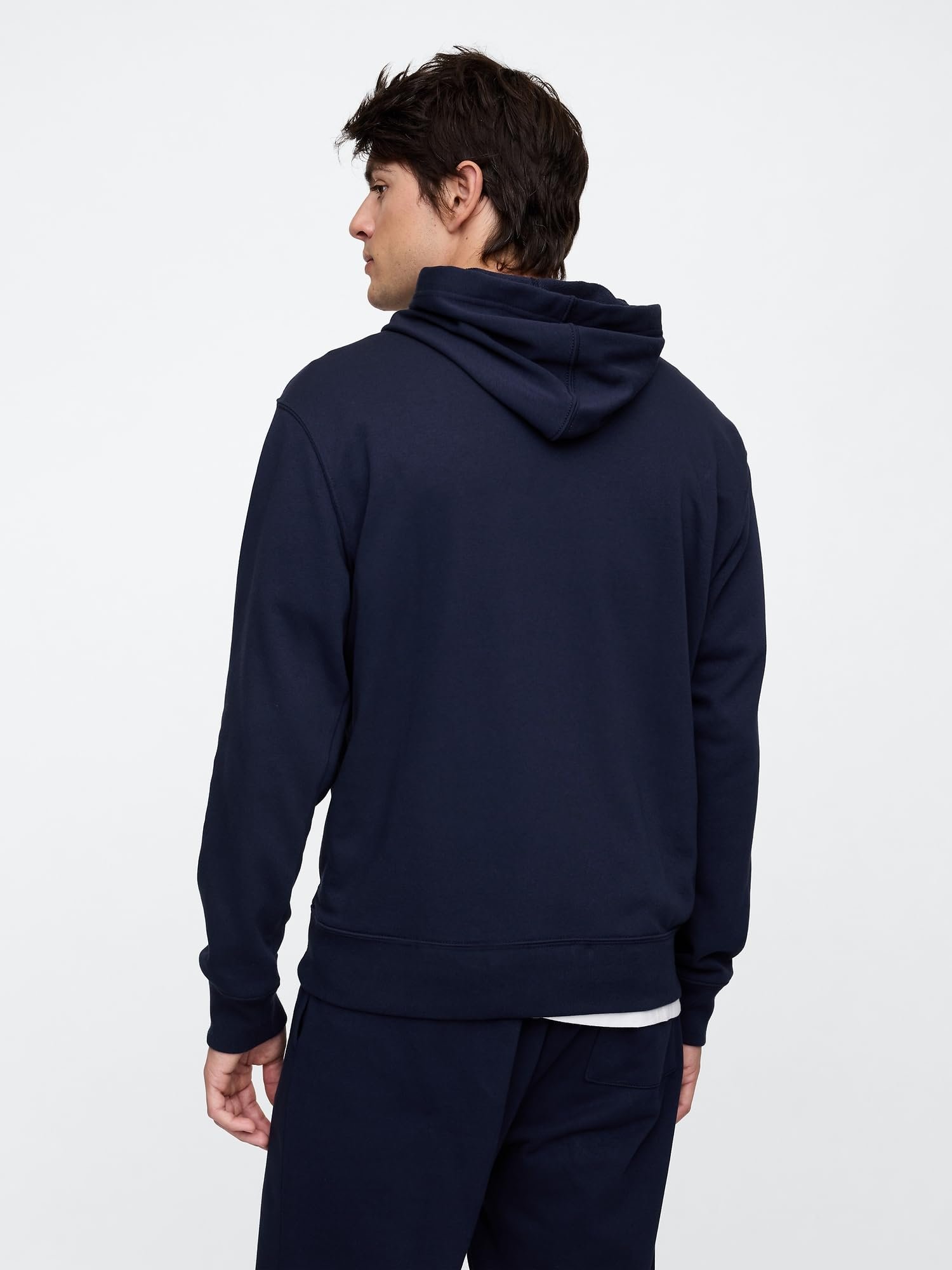 Men Embroidered Relaxed Fit Hooded Neck Full Sleeve Sweatshirt,Navy