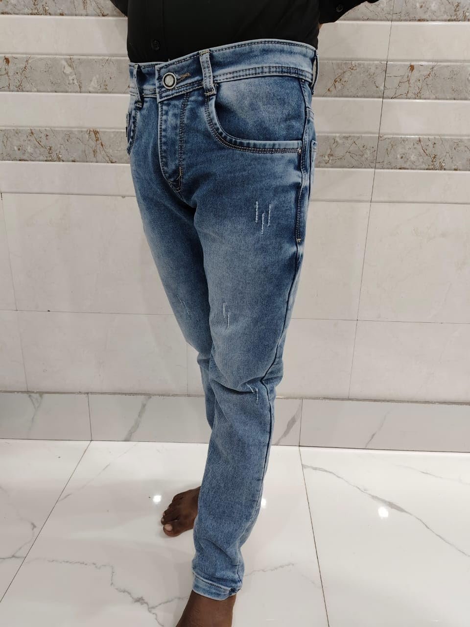 Men Jeans | Slim Fit Men Jeans | Full Length Men Jeans | Light Blue Men Jeans | Stretchable Men Jeans | Men's Jeans Pant
