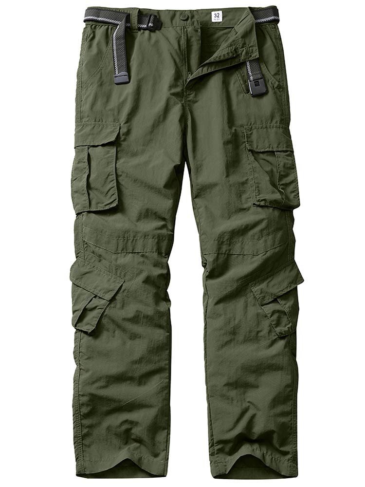 Men's Casual Cargo Tactical Pants, BDU Military Wild Army Combat Ripstop Work Pants with 10 Pockets, Quick Dry Army Green