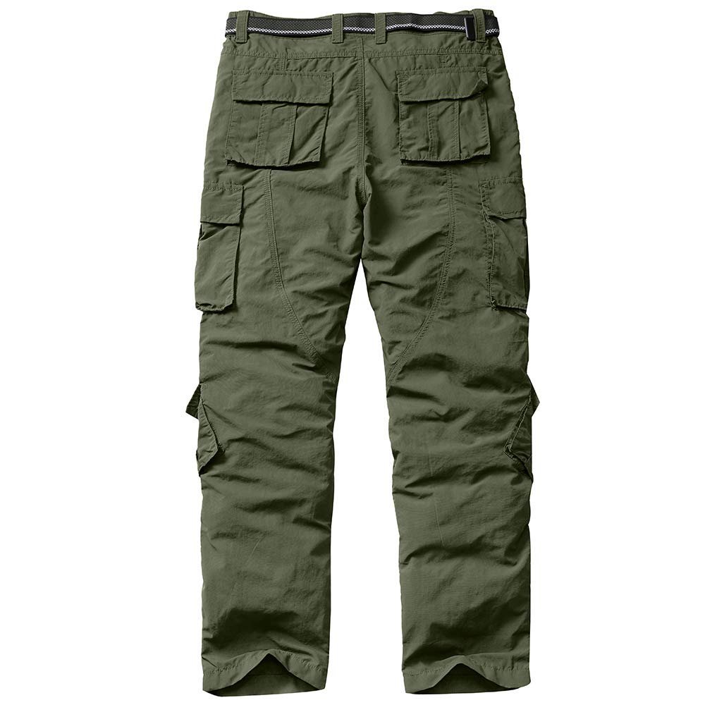 Men’s Casual Cargo Tactical Pants, BDU Military Wild Army Combat Ripstop Work Pants with 10 Pockets, Quick Dry Army Green