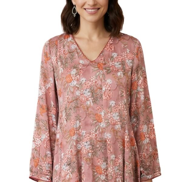 Women's Pink Block Printed A-line Top - (F31401-911872)