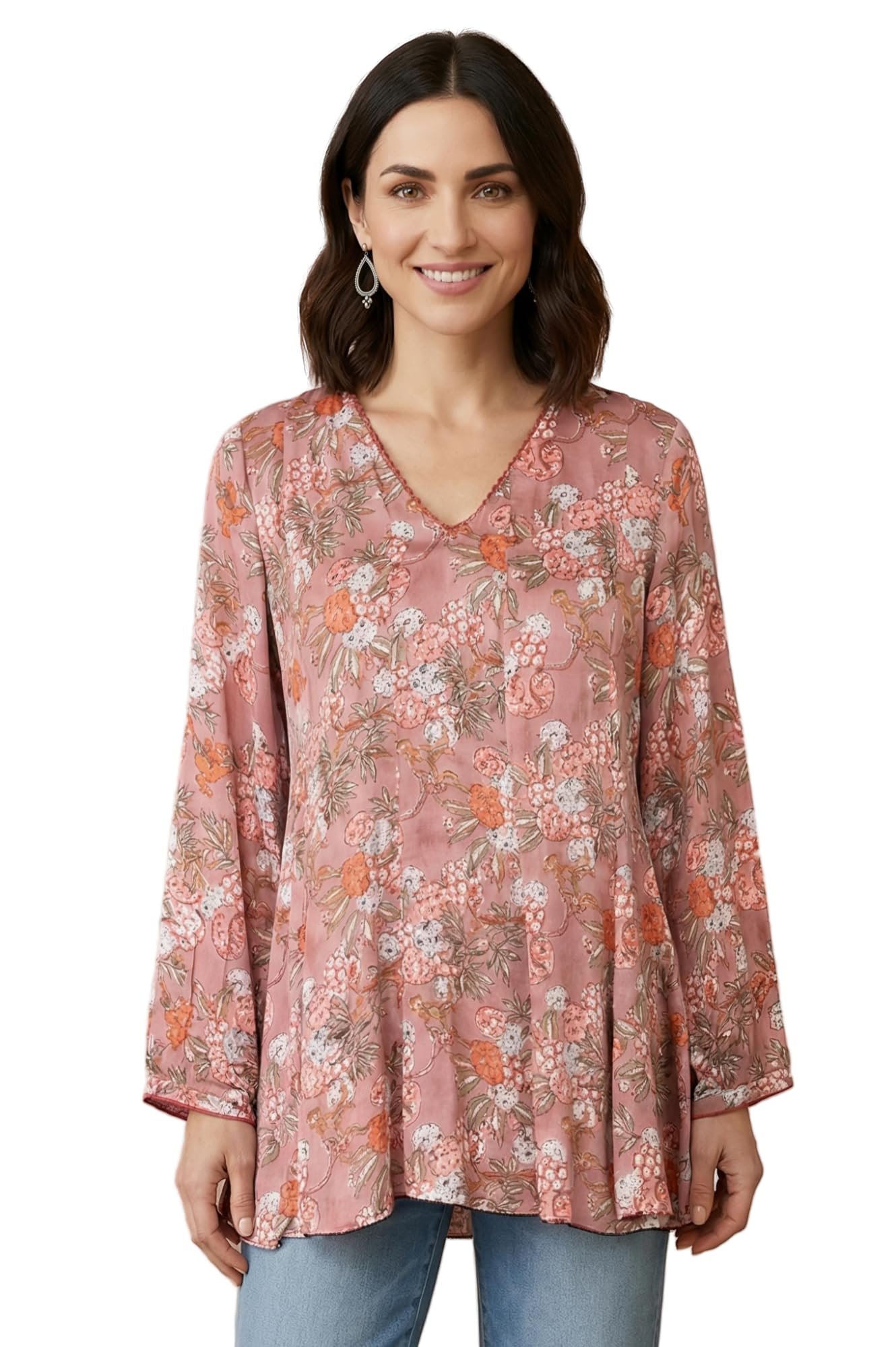 Women's Pink Block Printed A-line Top - (F31401-911872)