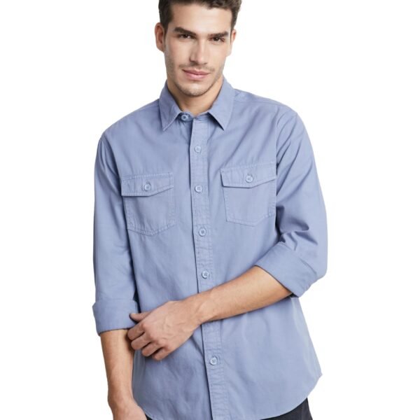Men's Long Sleeve Casual Washed Cotton Twill Shirt (Regular Fit)_SP-M-S25-CS-106_Lt.Blue_4XL