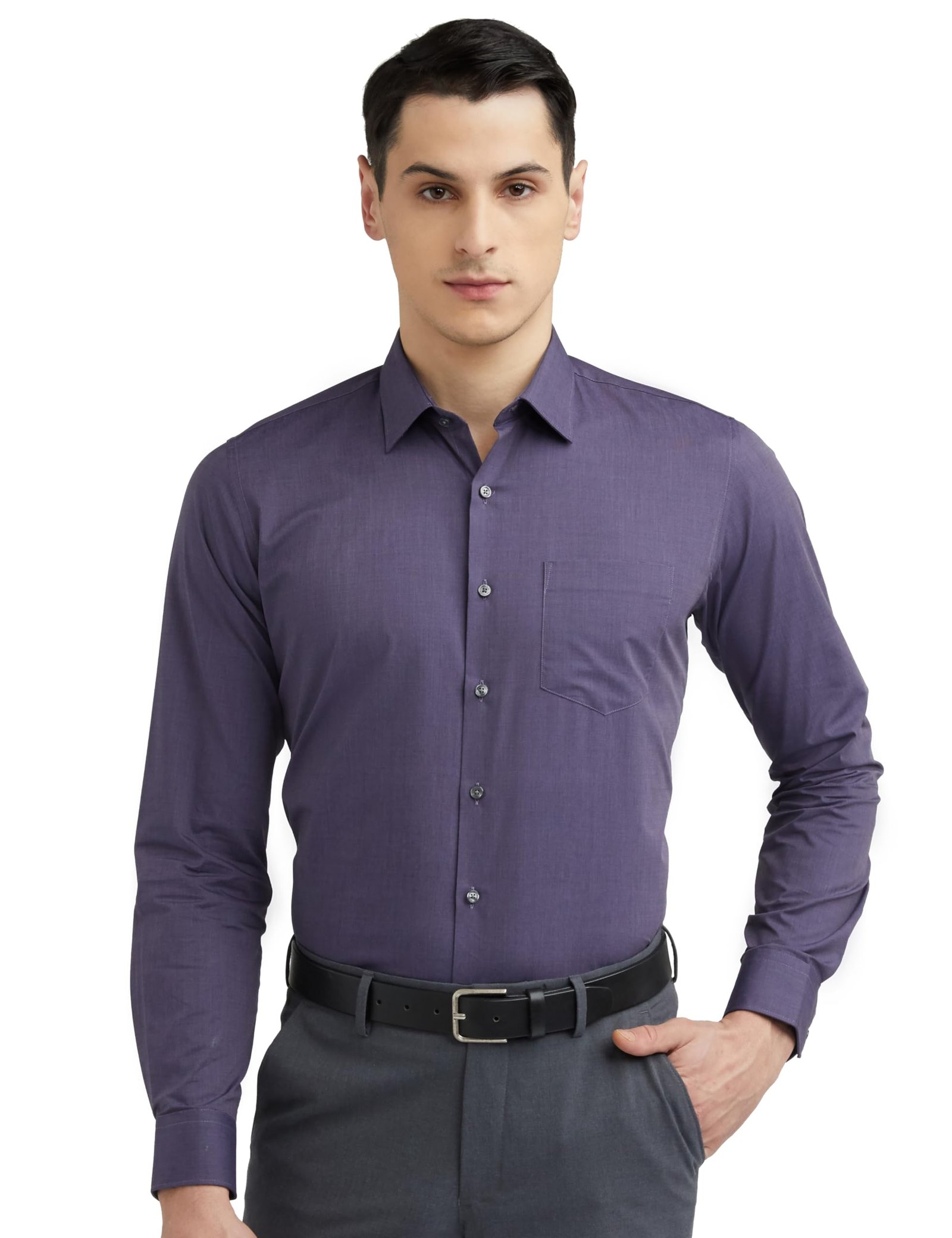 Men's Cotton Slim Fit Formal Shirt (Vhsfrslbu01215_Dark Purple 40)