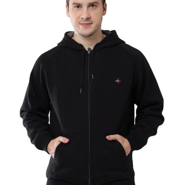 Full Sleeve Solid Men's Sweatshirt Winter Wear Fleece Sweatshirt Hooded Sweatshirt for Men (Medium, Black)